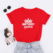 Women Queen Letter Print Short Sleeve T Shirt Cotton Causal Graphic Tee Shirts Girls Birthday Party Oversized Tee