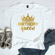 Women Queen Letter Print Short Sleeve T Shirt Cotton Causal Graphic Tee Shirts Girls Birthday Party Oversized Tee