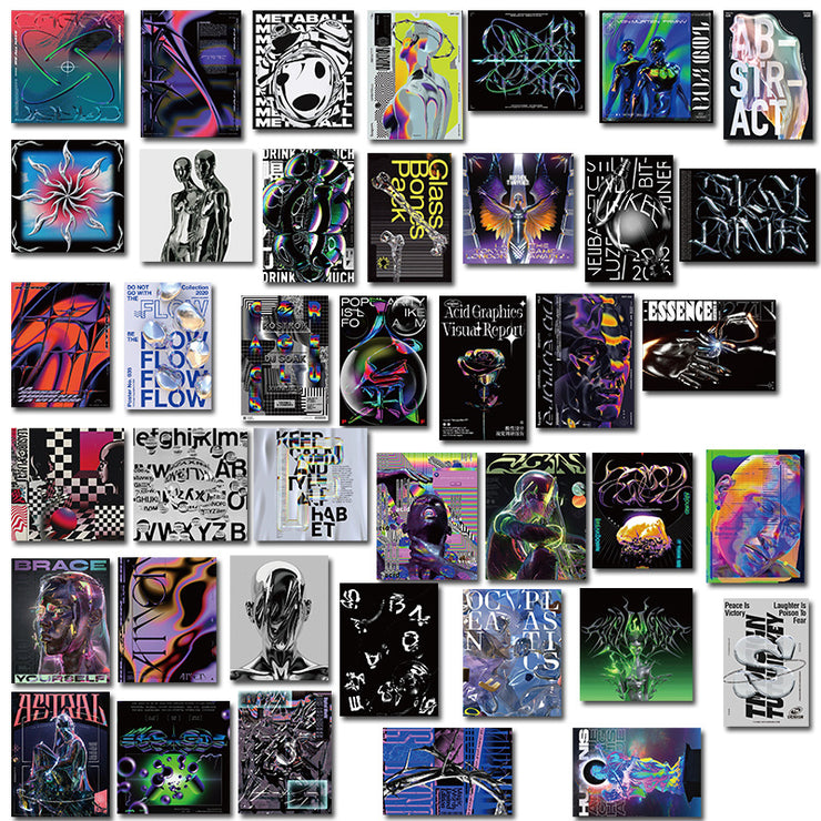 Harajuku Tech Acid Design Poster Sticker