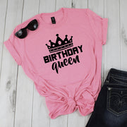 Women Queen Letter Print Short Sleeve T Shirt Cotton Causal Graphic Tee Shirts Girls Birthday Party Oversized Tee