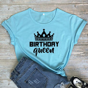 Women Queen Letter Print Short Sleeve T Shirt Cotton Causal Graphic Tee Shirts Girls Birthday Party Oversized Tee